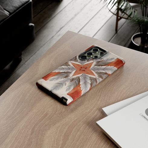 Silver Feather Compass - Impact Resistant Phone Case